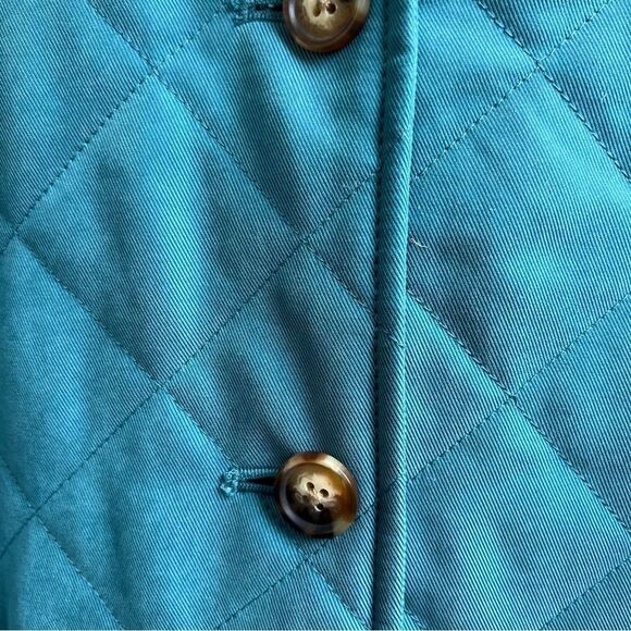 Orvis teal Blue Quilted Barn Coat Button Front Utility Jacket Size Large - Picture 3 of 4